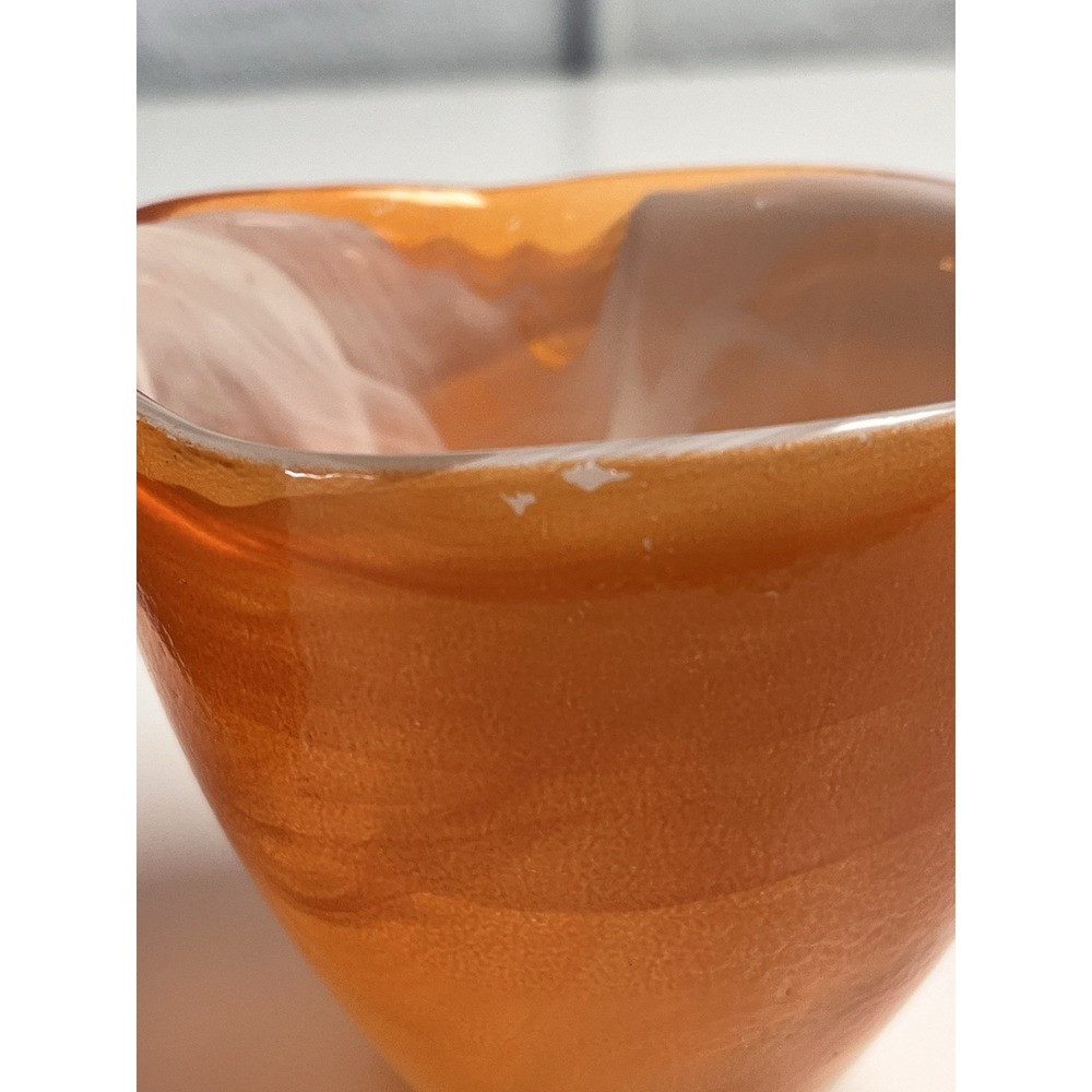Anthropologie Art Glass Orange Swirl Votive Tea Light Candle Holder SET‎ OF 2 - Picture 8 of 13
